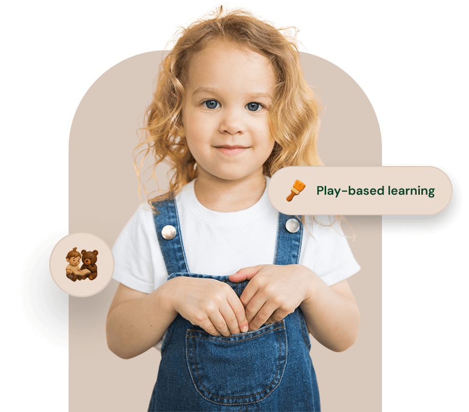 Young child representing play-based learning